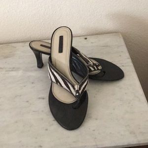 Zebra Zipper Slide Heels